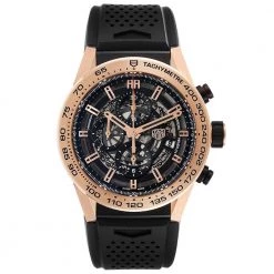 Tag Heuer Black 18K Rose Gold And Titanium Carrera CAR2A5B Men's Wristwatch 45 MM For Men