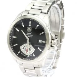 Tag Heuer Black Stainless Steel Grand Carrera Calibre 6 Automatic WAV511A Men's Wristwatch 41 MM For Men