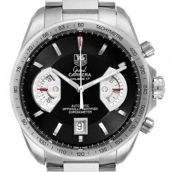 Tag Heuer Black Stainless Steel Grand Carrera Automatic CAV511A Men's Wristwatch 43 MM For Men -Tag Heuer Sales Shop luxury men tag heuer used watches p564683 005