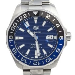 Tag Heuer Blue Stainless Steel Aquaracer GMT WAY201T Men's Wristwatch 43 Mm For Men 10 Tag Heuer Blue Stainless Steel Aquaracer GMT WAY201T Men's Wristwatch 43 Mm For Men -Tag Heuer Sales Shop luxury men tag heuer used watches p565658 007