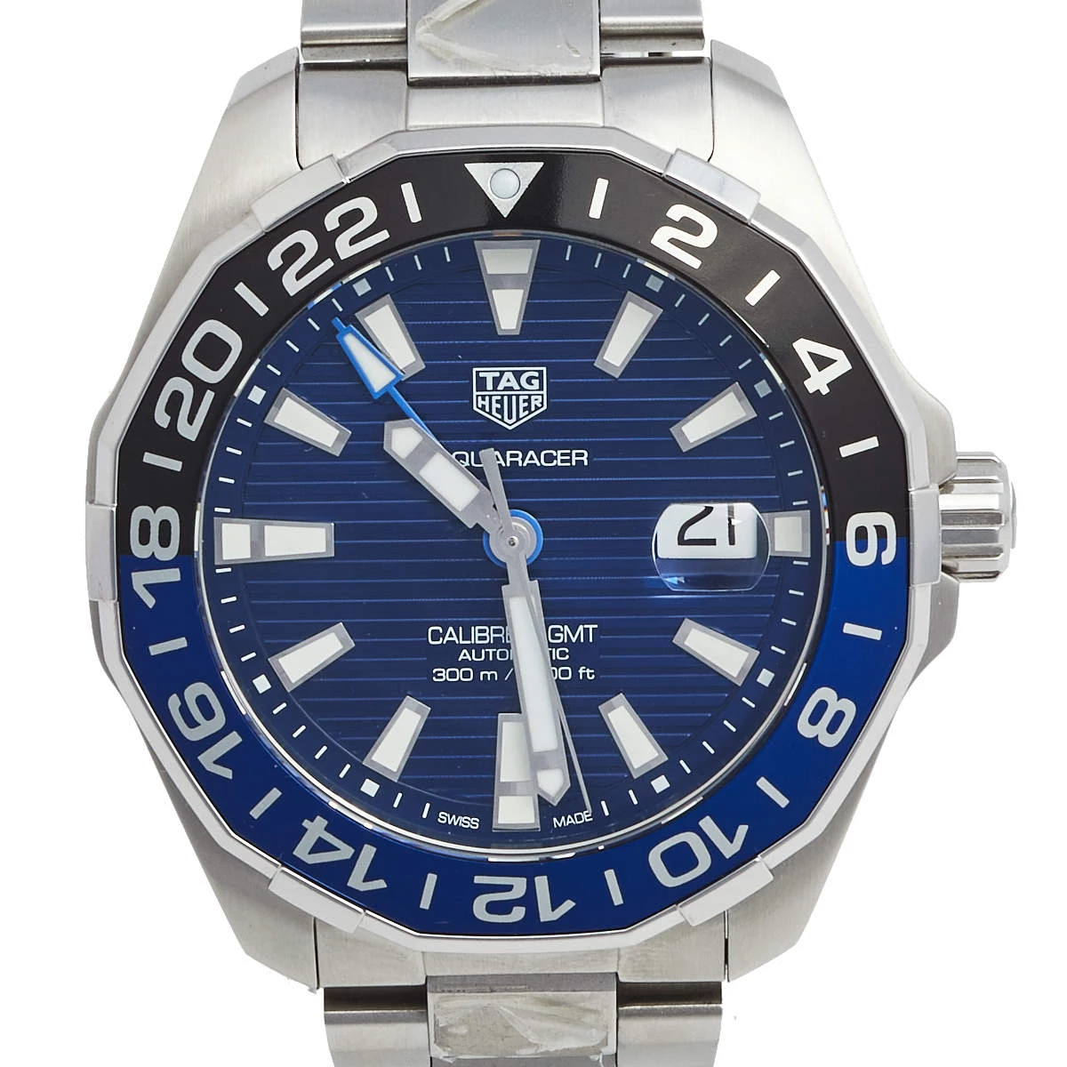 Tag Heuer Blue Stainless Steel Aquaracer GMT WAY201T Men's Wristwatch 43 Mm For Men 3 Tag Heuer Blue Stainless Steel Aquaracer GMT WAY201T Men's Wristwatch 43 Mm For Men - Image 3