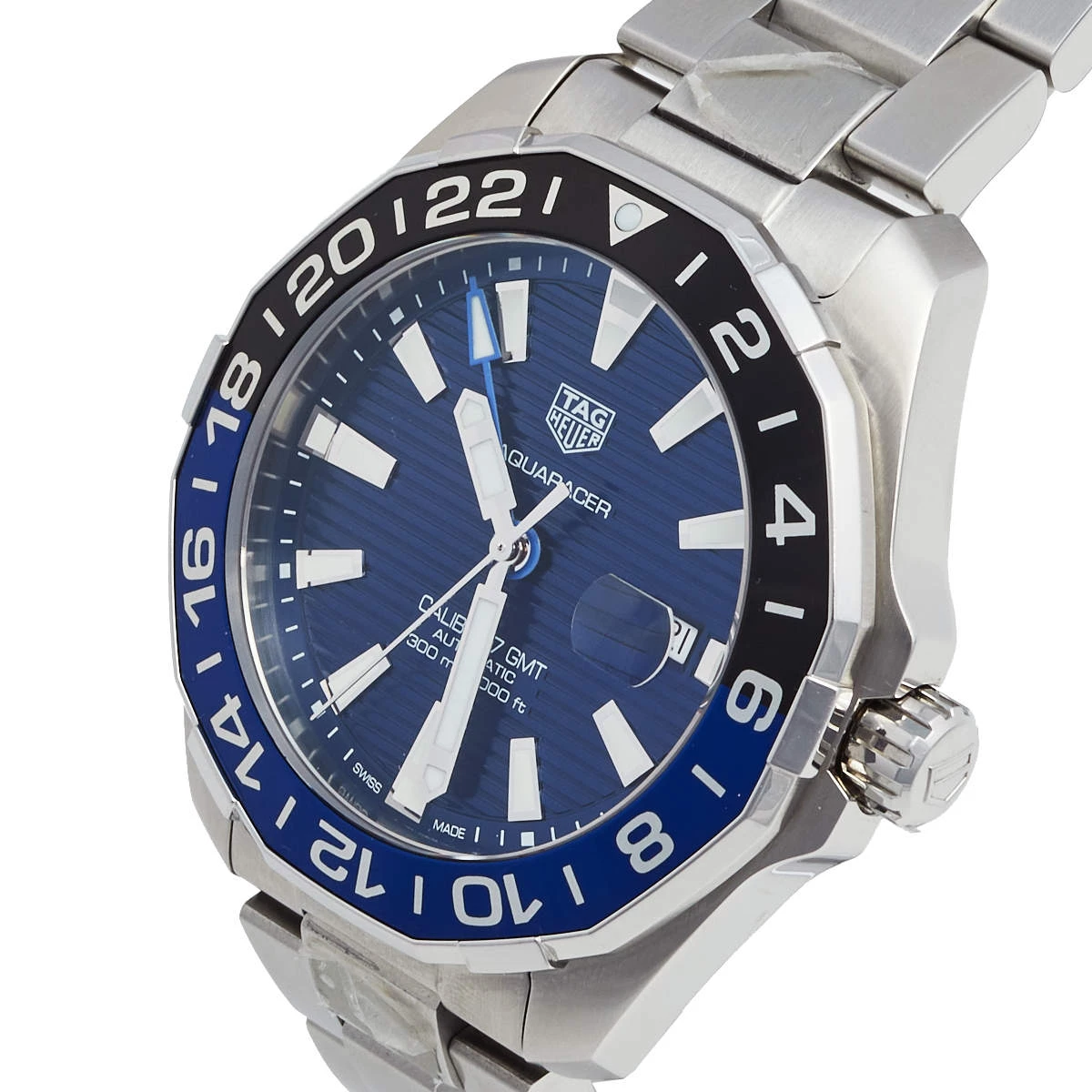 Tag Heuer Blue Stainless Steel Aquaracer GMT WAY201T Men's Wristwatch 43 Mm For Men 2 Tag Heuer Blue Stainless Steel Aquaracer GMT WAY201T Men's Wristwatch 43 Mm For Men - Image 2