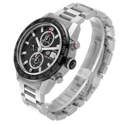 Tag Heuer Grey Stainless Steel Carrera Chronograph CAR201W Men's Wristwatch 43MM For Men -Tag Heuer Sales Shop luxury men tag heuer used watches p573075 003