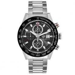 Tag Heuer Grey Stainless Steel Carrera Chronograph CAR201W Men's Wristwatch 43MM For Men