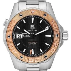 Tag Heuer Black 18K Rose Gold Stainless Steel Aquaracer WAJ2150 Men's Wristwatch 43MM For Men -Tag Heuer Sales Shop luxury men tag heuer used watches p577100 002