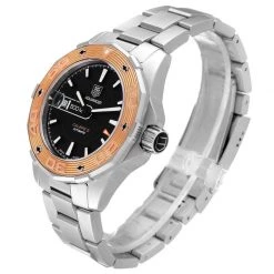 Tag Heuer Black 18K Rose Gold Stainless Steel Aquaracer WAJ2150 Men's Wristwatch 43MM For Men -Tag Heuer Sales Shop luxury men tag heuer used watches p577100 005