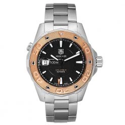 Tag Heuer Black 18K Rose Gold Stainless Steel Aquaracer WAJ2150 Men's Wristwatch 43MM For Men