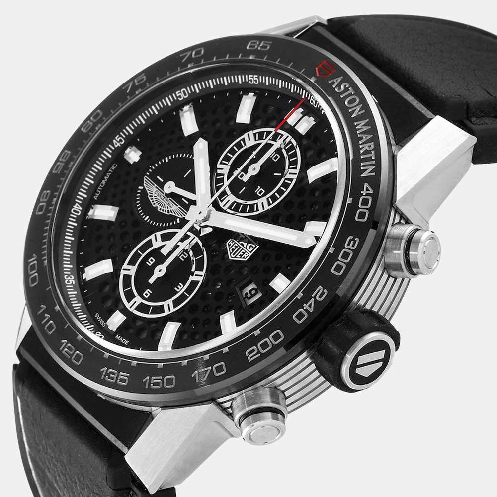 Tag Heuer Black Stainless Steel Carrera Caliber Heuer 01 Aston Martin Limited Edition CAR2A1AB Men's Wristwatch 43 MM For Men 2 Tag Heuer Black Stainless Steel Carrera Caliber Heuer 01 Aston Martin Limited Edition CAR2A1AB Men's Wristwatch 43 MM For Men - Image 2