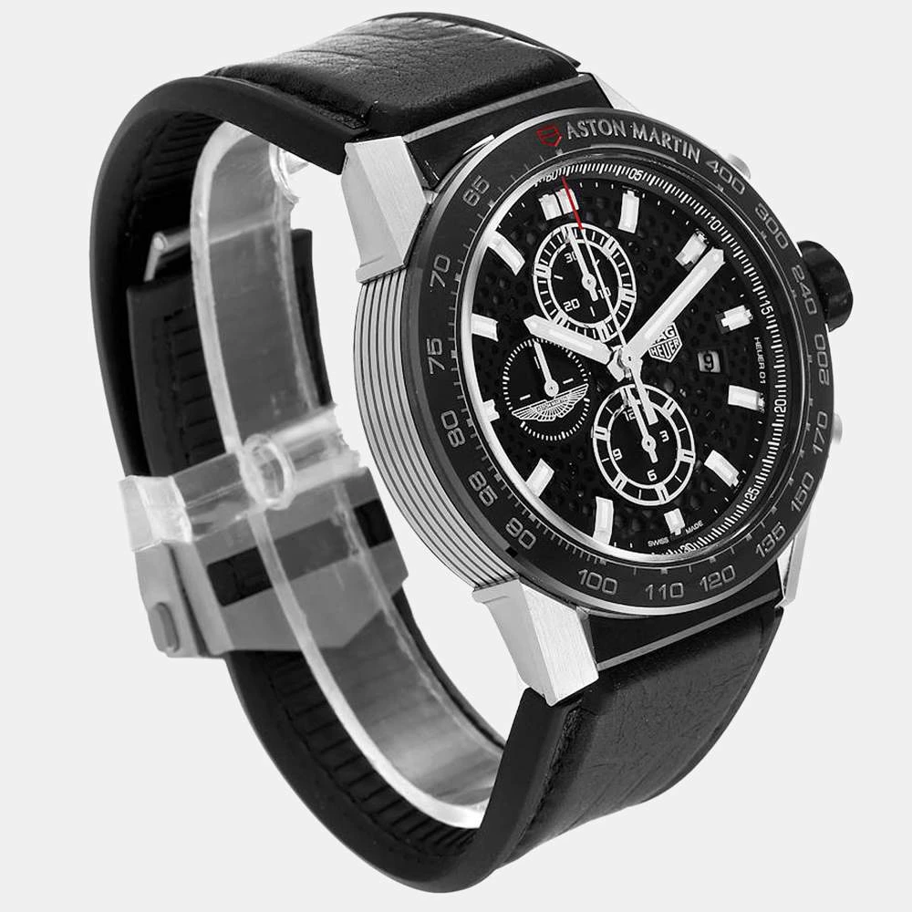 Tag Heuer Black Stainless Steel Carrera Caliber Heuer 01 Aston Martin Limited Edition CAR2A1AB Men's Wristwatch 43 MM For Men 7 Tag Heuer Black Stainless Steel Carrera Caliber Heuer 01 Aston Martin Limited Edition CAR2A1AB Men's Wristwatch 43 MM For Men - Image 7