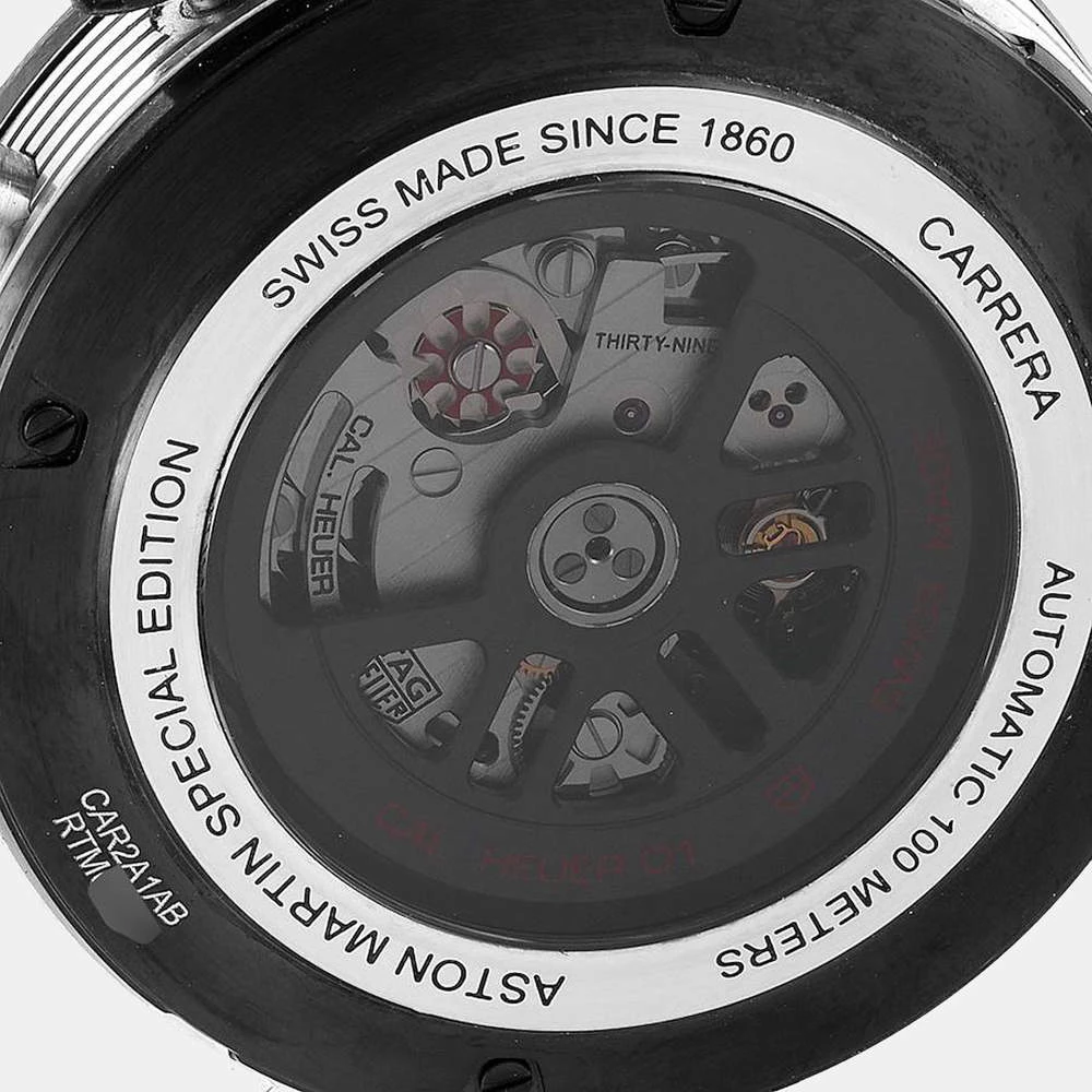 Tag Heuer Black Stainless Steel Carrera Caliber Heuer 01 Aston Martin Limited Edition CAR2A1AB Men's Wristwatch 43 MM For Men 4 Tag Heuer Black Stainless Steel Carrera Caliber Heuer 01 Aston Martin Limited Edition CAR2A1AB Men's Wristwatch 43 MM For Men - Image 4