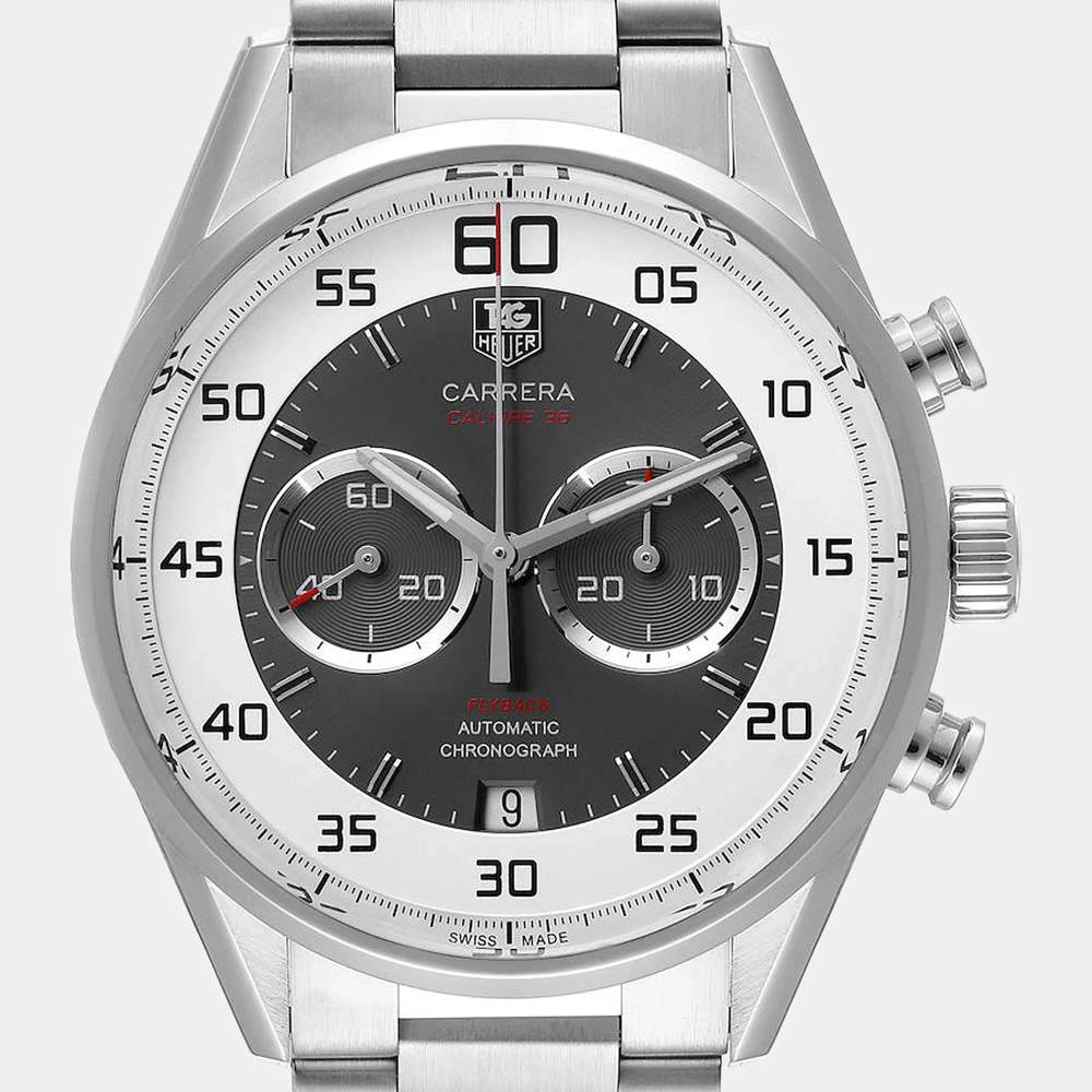 Tag Heuer Silver Stainless Steel Carrera Calibre Flyback CAR2B11 Men's Wristwatch 36 MM For Men 3 Tag Heuer Silver Stainless Steel Carrera Calibre Flyback CAR2B11 Men's Wristwatch 36 MM For Men - Image 3