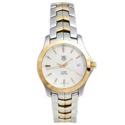 Tag Heuer Silver 18k Yellow Gold Stainless Steel Link WJF1152 Men's Wristwatch 39 Mm For Men