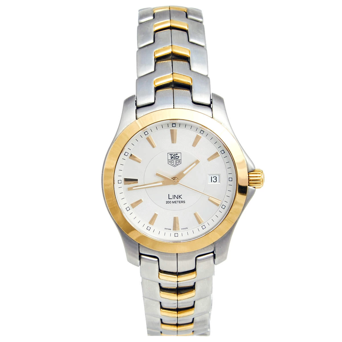 Tag Heuer Silver 18k Yellow Gold Stainless Steel Link WJF1152 Men's Wristwatch 39 Mm For Men 1 Tag Heuer Silver 18k Yellow Gold Stainless Steel Link WJF1152 Men's Wristwatch 39 Mm For Men