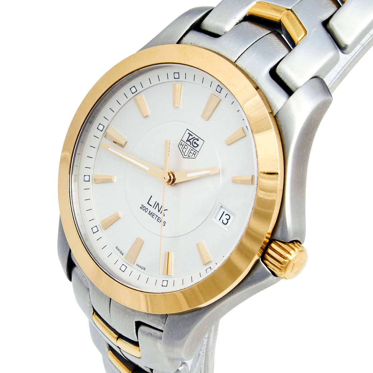 Tag Heuer Silver 18k Yellow Gold Stainless Steel Link WJF1152 Men's Wristwatch 39 Mm For Men 2 Tag Heuer Silver 18k Yellow Gold Stainless Steel Link WJF1152 Men's Wristwatch 39 Mm For Men - Image 2