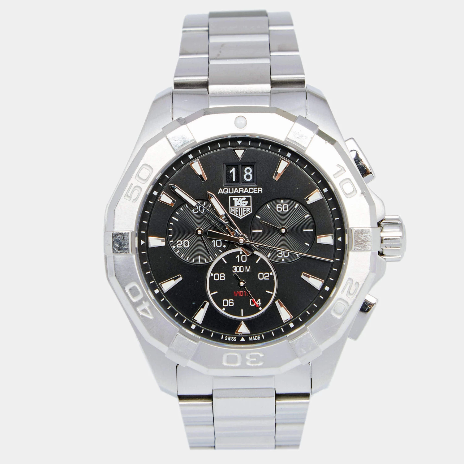 Tag Heuer Black Stainless Steel Aquaracer CAY110.0 Men's Wristwatch 43 Mm For Men 1 Tag Heuer Black Stainless Steel Aquaracer CAY110.0 Men's Wristwatch 43 Mm For Men