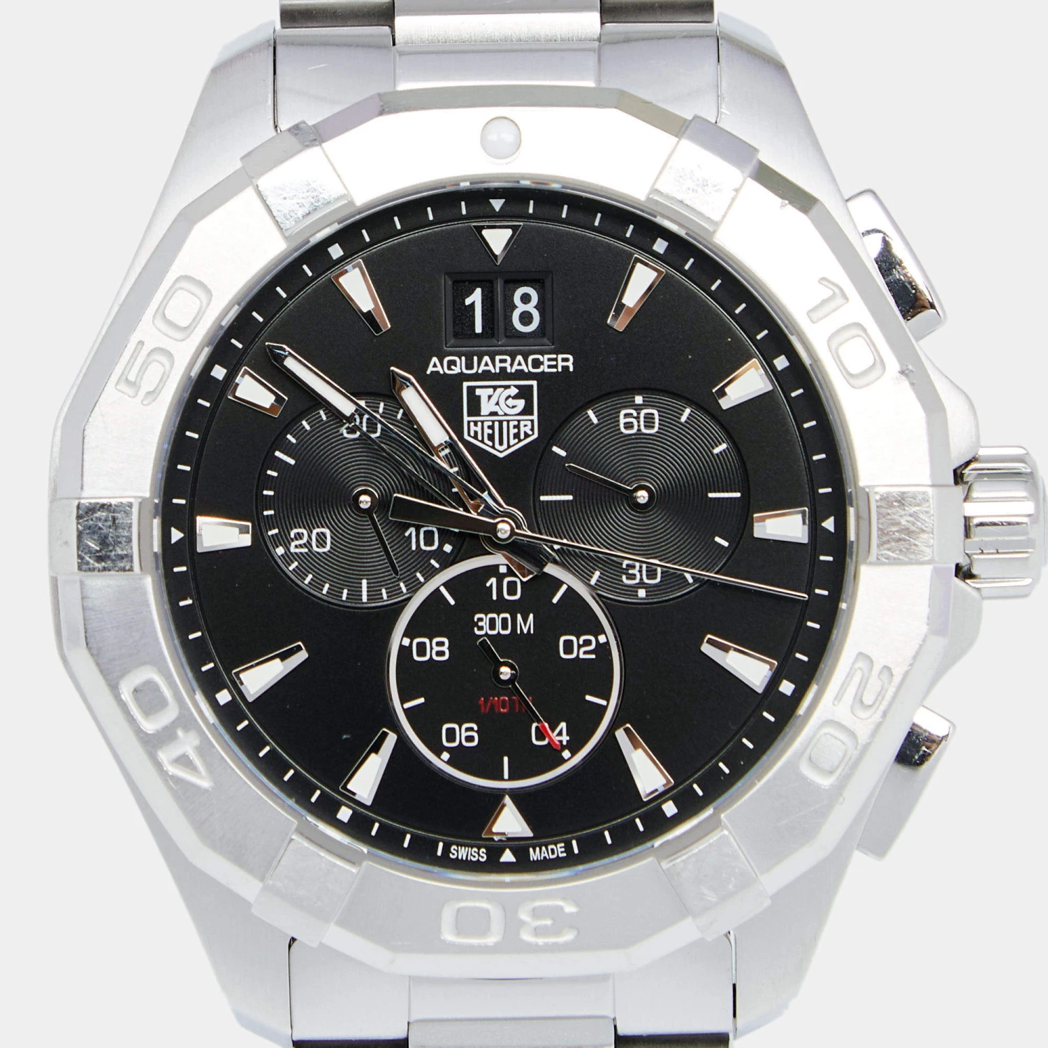 Tag Heuer Black Stainless Steel Aquaracer CAY110.0 Men's Wristwatch 43 Mm For Men 3 Tag Heuer Black Stainless Steel Aquaracer CAY110.0 Men's Wristwatch 43 Mm For Men - Image 3