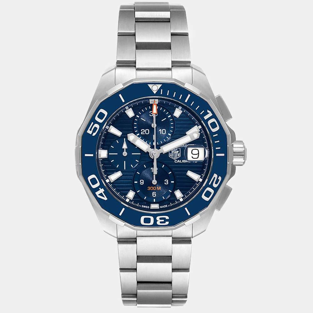 Tag Heuer Blue Stainless Steel Aquaracer Chronograph CAY211B Men's Wristwatch 43 MM For Men 1 Tag Heuer Blue Stainless Steel Aquaracer Chronograph CAY211B Men's Wristwatch 43 MM For Men