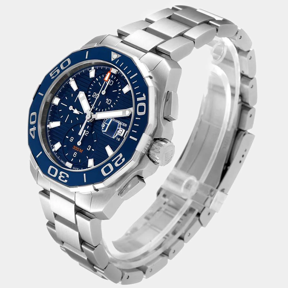 Tag Heuer Blue Stainless Steel Aquaracer Chronograph CAY211B Men's Wristwatch 43 MM For Men 6 Tag Heuer Blue Stainless Steel Aquaracer Chronograph CAY211B Men's Wristwatch 43 MM For Men - Image 6