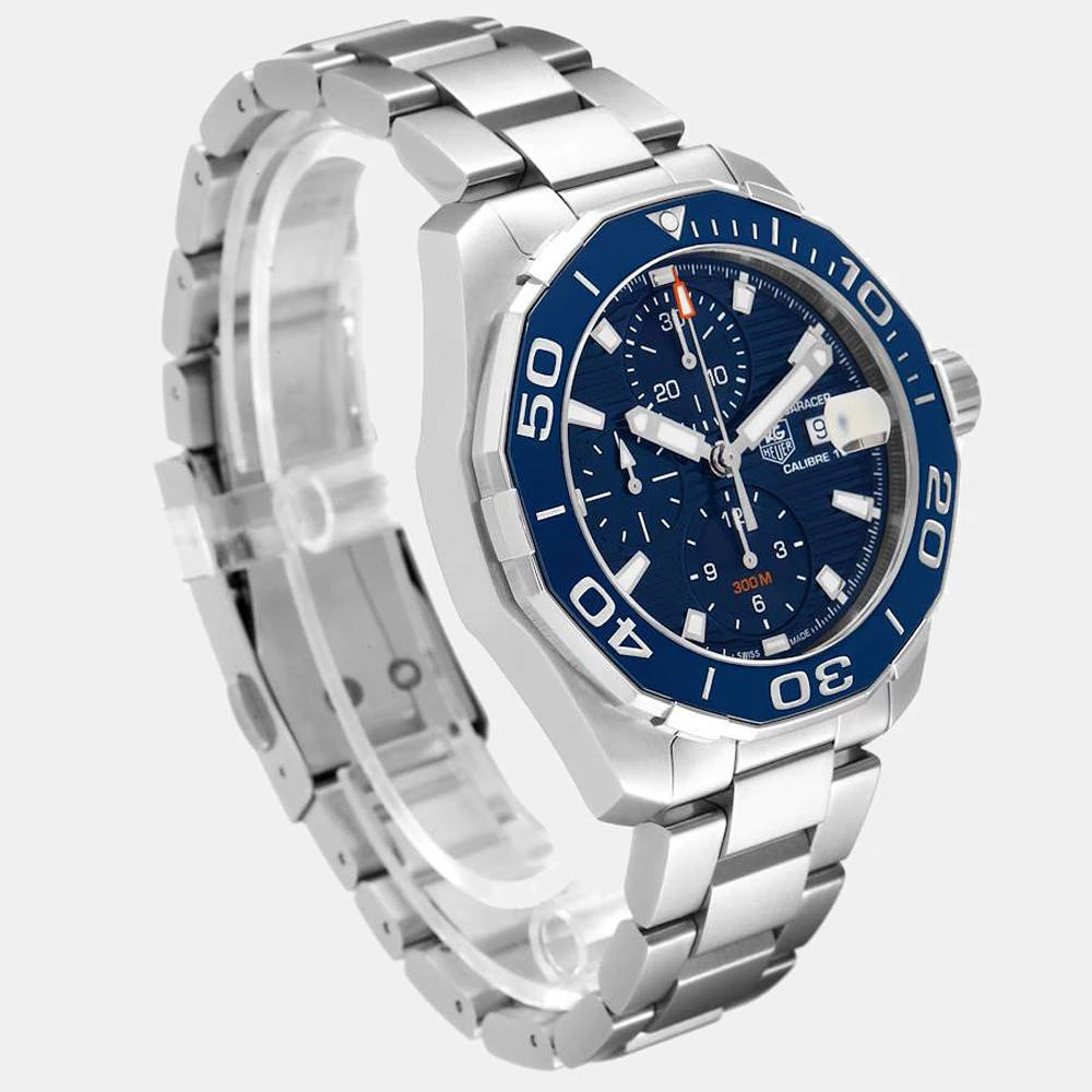 Tag Heuer Blue Stainless Steel Aquaracer Chronograph CAY211B Men's Wristwatch 43 MM For Men 7 Tag Heuer Blue Stainless Steel Aquaracer Chronograph CAY211B Men's Wristwatch 43 MM For Men - Image 7
