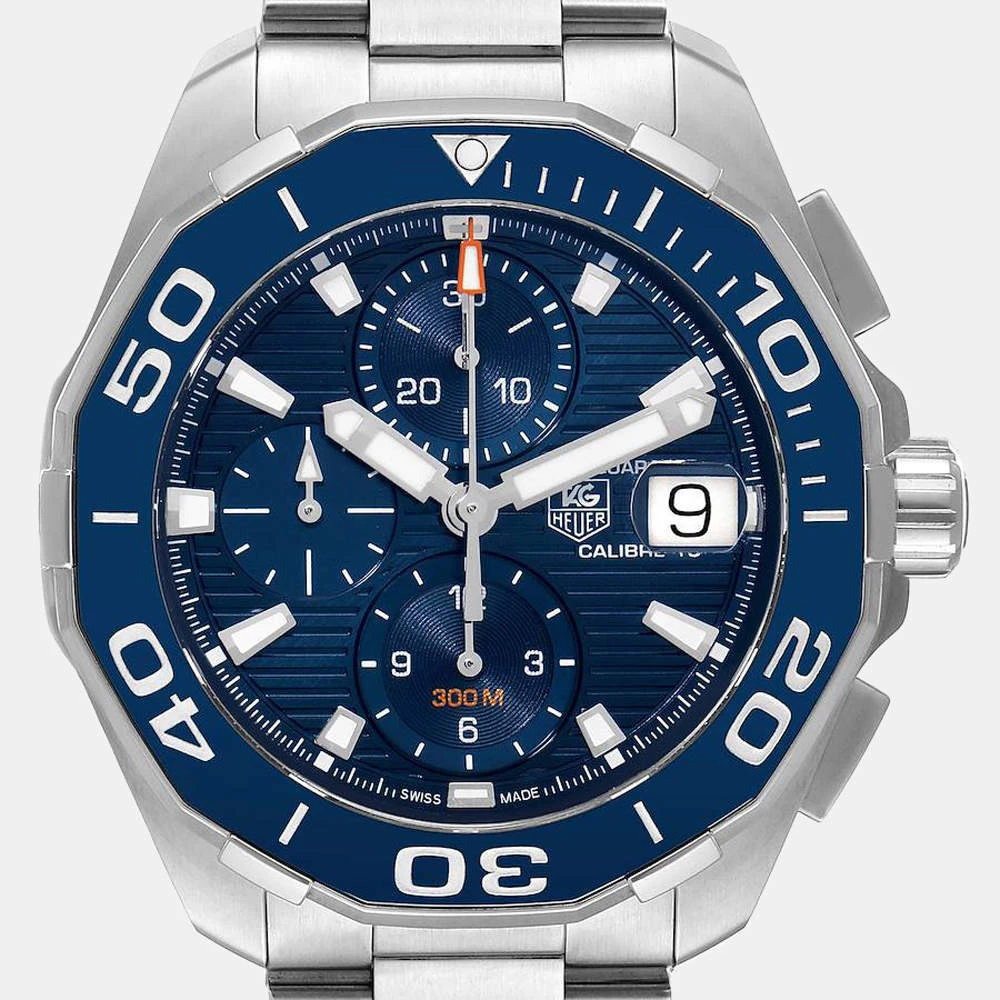 Tag Heuer Blue Stainless Steel Aquaracer Chronograph CAY211B Men's Wristwatch 43 MM For Men 3 Tag Heuer Blue Stainless Steel Aquaracer Chronograph CAY211B Men's Wristwatch 43 MM For Men - Image 3