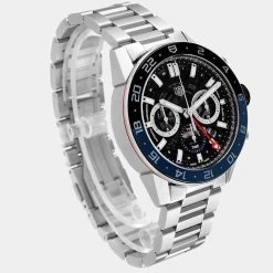 Tag Heuer Black Stainless Steel Carrera Batman Chronograph CBG2A1Z Men's Wristwatch 45 MM For Men -Tag Heuer Sales Shop luxury men tag heuer used watches p628182 005