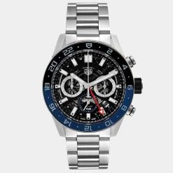 Tag Heuer Black Stainless Steel Carrera Batman Chronograph CBG2A1Z Men's Wristwatch 45 MM For Men