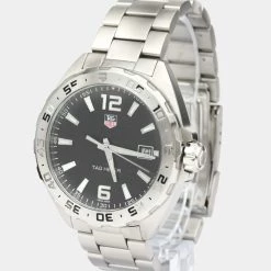 Tag Heuer Black Stainless Steel Formula 1 Quartz WAZ1112 Men's Wristwatch 41 MM For Men