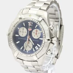 Tag Heuer Blue Stainless Steel Aquaracer Chronograph Quartz CAF1112 Men's Wristwatch 42 MM For Men