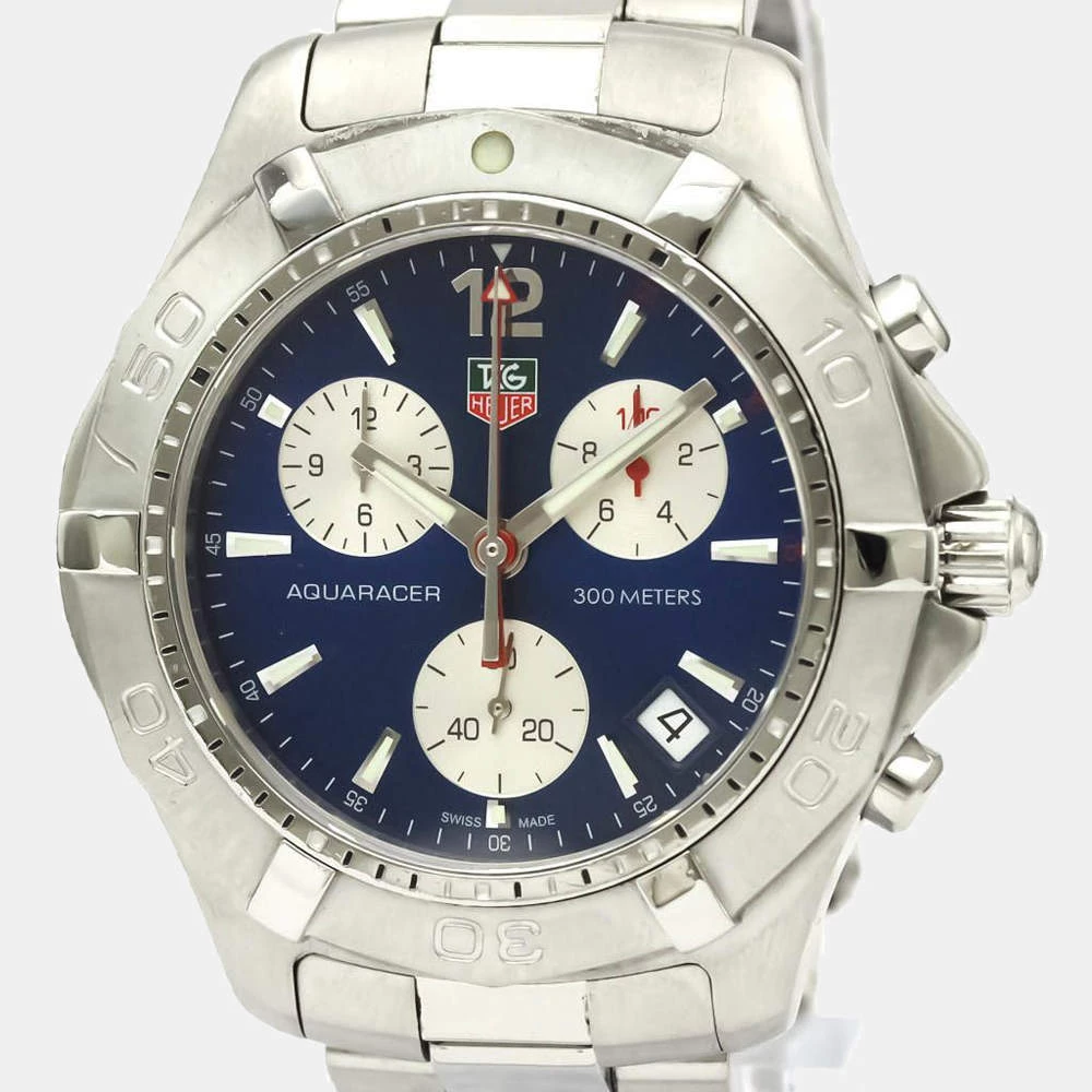 Tag Heuer Blue Stainless Steel Aquaracer Chronograph Quartz CAF1112 Men's Wristwatch 42 MM For Men 2 Tag Heuer Blue Stainless Steel Aquaracer Chronograph Quartz CAF1112 Men's Wristwatch 42 MM For Men - Image 2