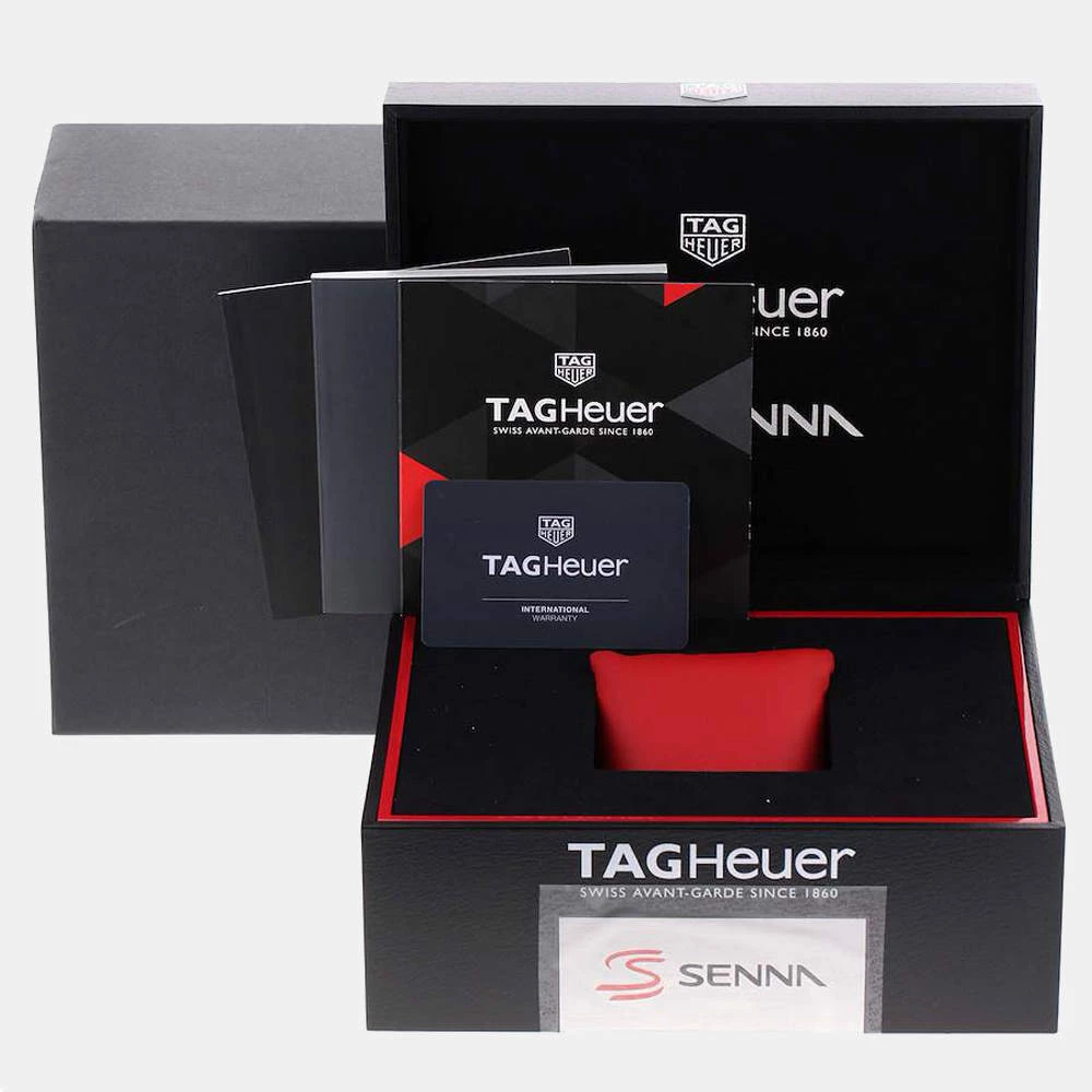Tag Heuer Black Stainless Steel Carrera Senna Special Edition Chronograph CBG2013 Men's Wristwatch 43 MM For Men 8 Tag Heuer Black Stainless Steel Carrera Senna Special Edition Chronograph CBG2013 Men's Wristwatch 43 MM For Men - Image 8