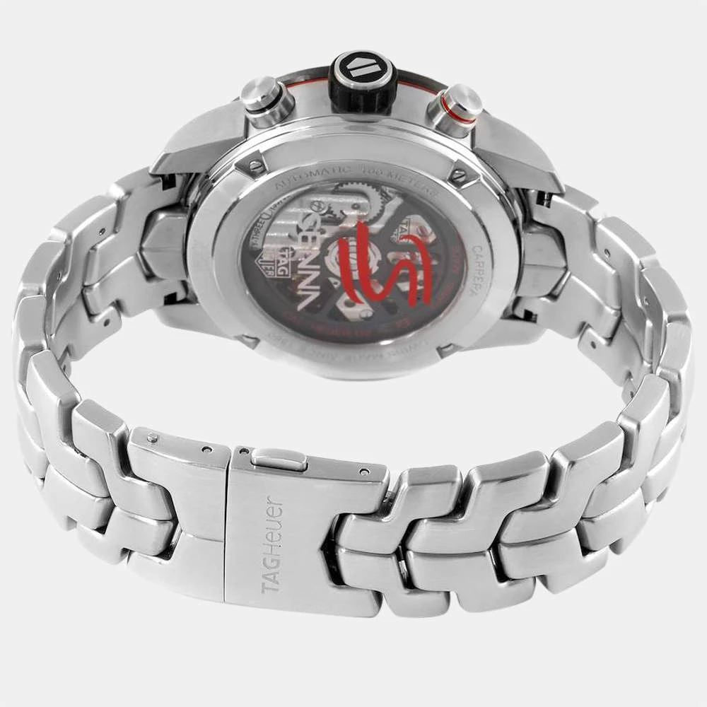Tag Heuer Black Stainless Steel Carrera Senna Special Edition Chronograph CBG2013 Men's Wristwatch 43 MM For Men 5 Tag Heuer Black Stainless Steel Carrera Senna Special Edition Chronograph CBG2013 Men's Wristwatch 43 MM For Men - Image 5