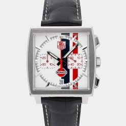 Tag Heuer Silver Stainless Steel Monaco Vintage Chronograph Limited Edition CW2118.FC6207 Men's Wristwatch 38 MM For Men