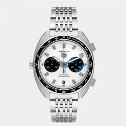 Tag Heuer Silver Stainless Steel Autavia Automatic Chronograph CY2110 Men's Wristwatch 43 MM For Men