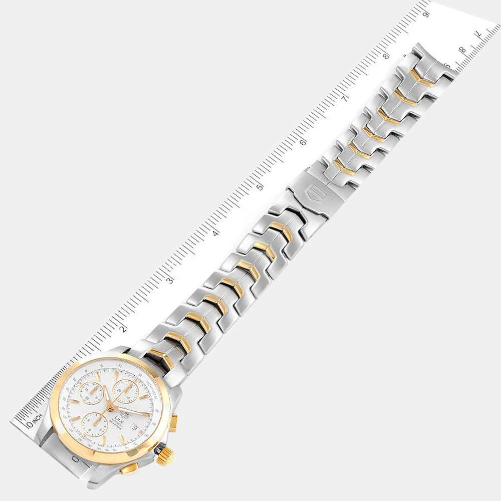 Tag Heuer Silver 18K Yellow Gold And Stainless Steel Link Chronograph CJF2150 Men's Wristwatch 42 MM For Men 10 Tag Heuer Silver 18K Yellow Gold And Stainless Steel Link Chronograph CJF2150 Men's Wristwatch 42 MM For Men - Image 10