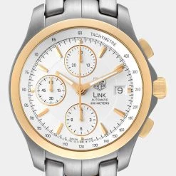 Tag Heuer Silver 18K Yellow Gold And Stainless Steel Link Chronograph CJF2150 Men's Wristwatch 42 MM For Men 12 Tag Heuer Silver 18K Yellow Gold And Stainless Steel Link Chronograph CJF2150 Men's Wristwatch 42 MM For Men -Tag Heuer Sales Shop luxury men tag heuer used watches p635716 010