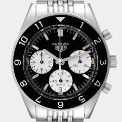 Tag Heuer Black Stainless Steel Autavia Heritage Calibre Heuer 02 CBE2110 Men's Wristwatch 42 MM For Men -Tag Heuer Sales Shop luxury men tag heuer used watches p641126 007