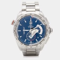TAG Heuer Blue Stainless Steel Grand Carrera Calibre 36 Caliper Chronograph Men's Wristwatch 43mm For Men