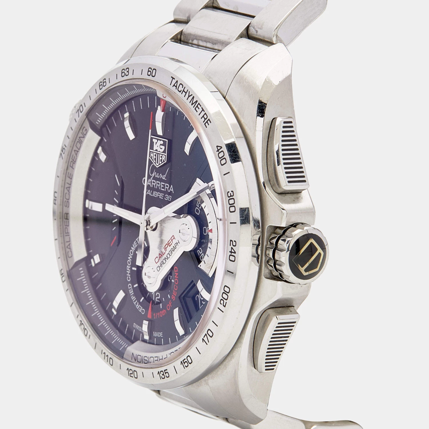 TAG Heuer Blue Stainless Steel Grand Carrera Calibre 36 Caliper Chronograph Men's Wristwatch 43mm For Men 2 TAG Heuer Blue Stainless Steel Grand Carrera Calibre 36 Caliper Chronograph Men's Wristwatch 43mm For Men - Image 2