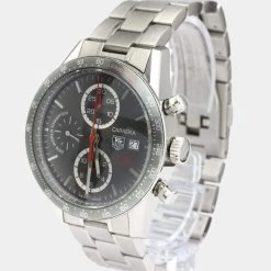 Tag Heuer Grey Stainless Steel Carrera Chronograph Lewis Hamilton CV201M Men's Wristwatch 41 Mm For Men