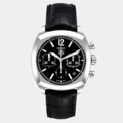 Tag Heuer Black Stainless Steel Monza Chronograph CR2113 Men's Wristwatch 37 Mm For Men