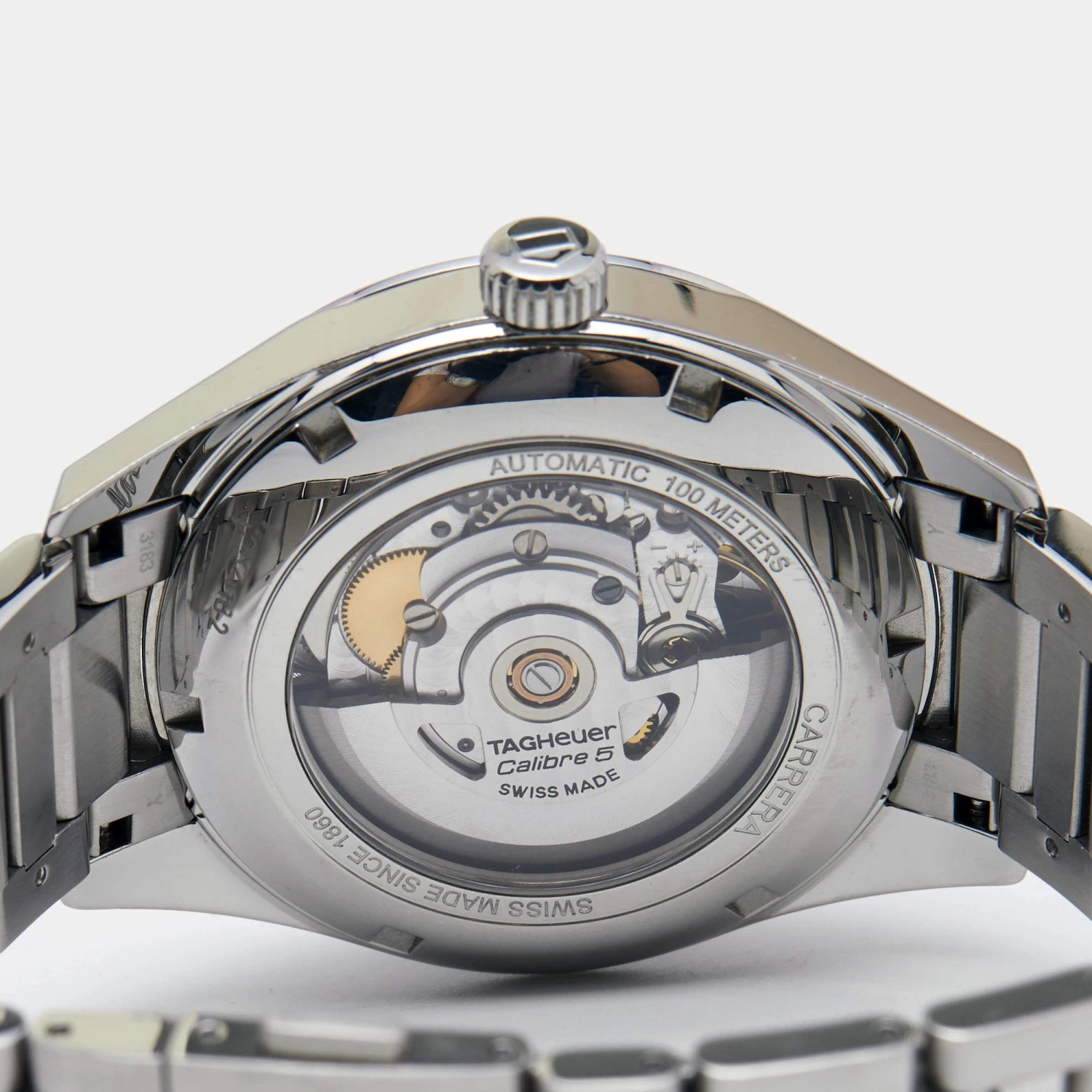 TAG Heuer Silver Stainless Steel Carrera Calibre 5 WAR211B Men's Wristwatch 39 Mm For Men 4 TAG Heuer Silver Stainless Steel Carrera Calibre 5 WAR211B Men's Wristwatch 39 Mm For Men - Image 4