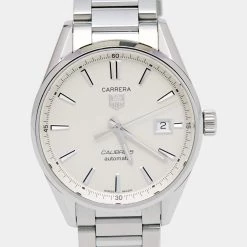 TAG Heuer Silver Stainless Steel Carrera Calibre 5 WAR211B Men's Wristwatch 39 Mm For Men 10 TAG Heuer Silver Stainless Steel Carrera Calibre 5 WAR211B Men's Wristwatch 39 Mm For Men -Tag Heuer Sales Shop luxury men tag heuer used watches p669547 006