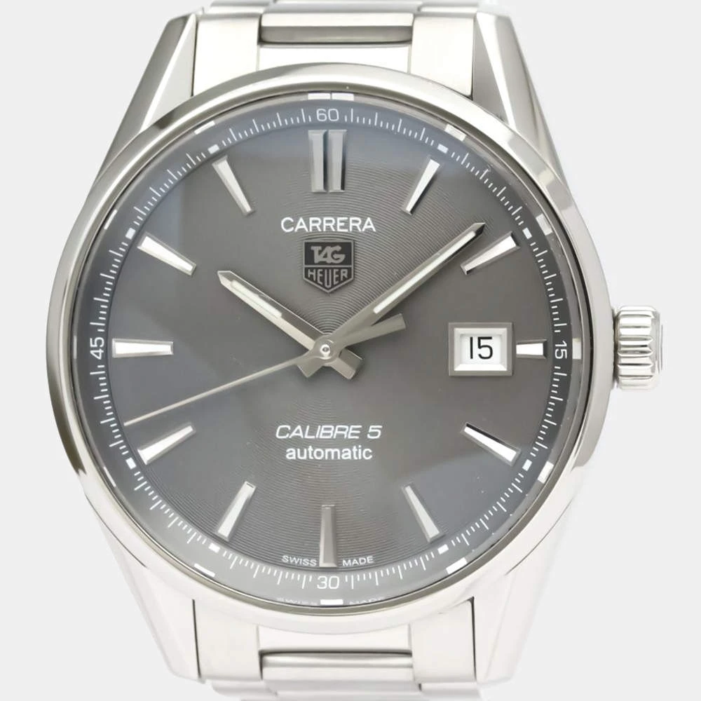 Tag Heuer Grey Stainless Steel Carrera Calibre 5 Automatic WAR211C Men's Wristwatch 39 Mm For Men 2 Tag Heuer Grey Stainless Steel Carrera Calibre 5 Automatic WAR211C Men's Wristwatch 39 Mm For Men - Image 2