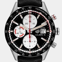 Tag Heuer Black Stainless Steel Carrera Calibre 16 Chronograph CV201AP Men's Wristwatch 41 Mm For Men -Tag Heuer Sales Shop luxury men tag heuer used watches p673309 007