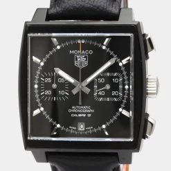 Tag Heuer Black Stainless Steel Monaco Chronograph Automatic CAW211M Men's Wristwatch 39 Mm For Men