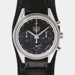 Tag Heuer Black Stainless Steel Carrera Heuer 02 CBK221A.EB0171 Men's Wristwatch 39 Mm For Men