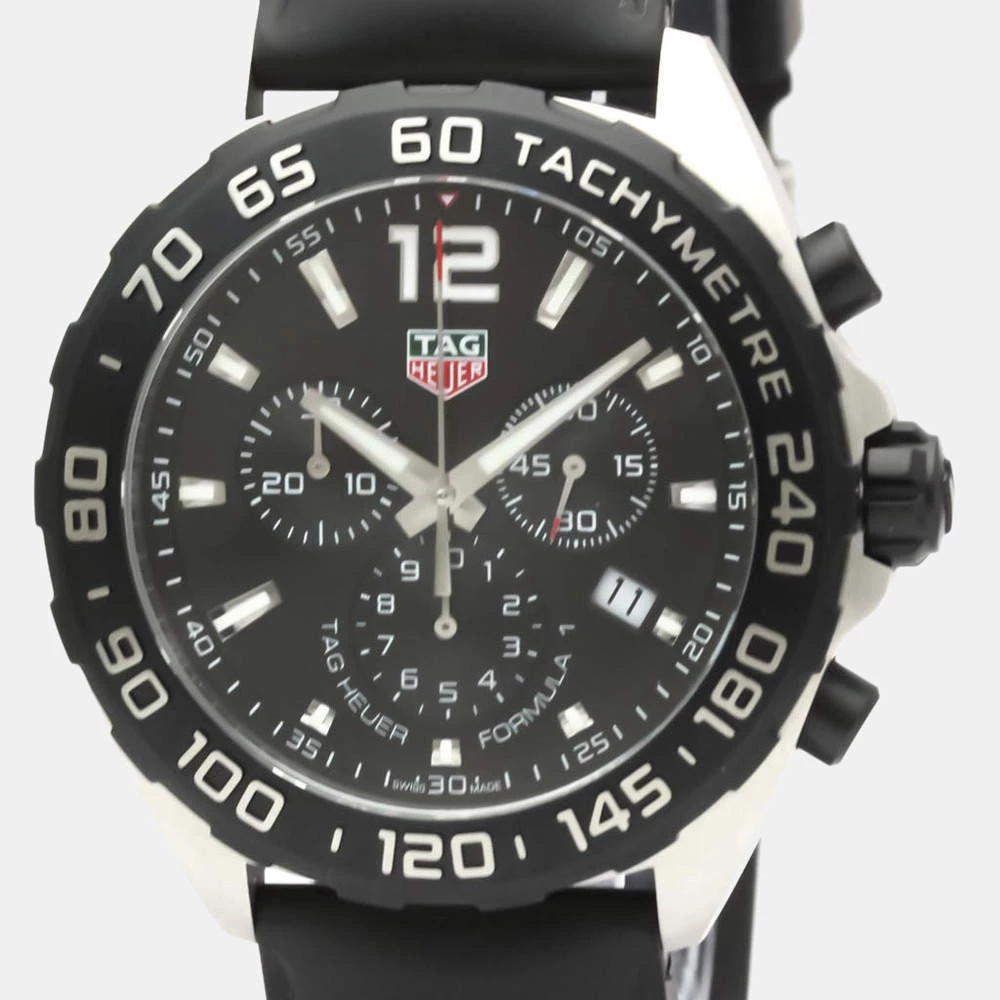 Tag Heuer Black Stainless Steel Formula 1 Chronograph Quartz CAZ1010 Men's Wristwatch 43 Mm For Men 2 Tag Heuer Black Stainless Steel Formula 1 Chronograph Quartz CAZ1010 Men's Wristwatch 43 Mm For Men - Image 2