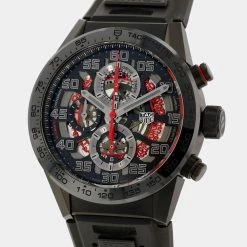 Tag Heuer Black PVD-coated Stainless Steel Carrera Caliber Heuer 01 TOKYO CAR201D.FT6087 Men's Wristwatch 43 Mm For Men