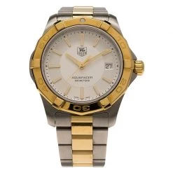 Tag Heuer Silver Gold-Plated Stainless Steel Aquaracer Men's Wristwatch 39MM For Men