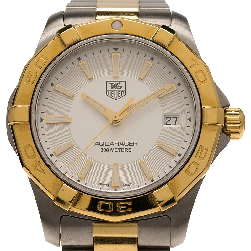 Tag Heuer Silver Gold-Plated Stainless Steel Aquaracer Men's Wristwatch 39MM For Men 3 Tag Heuer Silver Gold-Plated Stainless Steel Aquaracer Men's Wristwatch 39MM For Men - Image 3